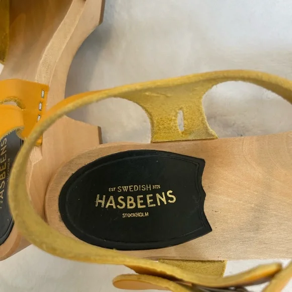 Swedish Hasbeens Yellow Leather Mules - Picture 5 of 8